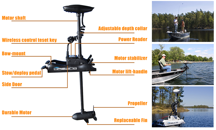 Accessories for Protruar 2 HP 100 lbs Electric Motor 24 volts-Cayman B 55 lbs Electric Motor Bow Mount