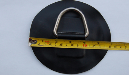 D-ring for inflatable boat black on PVC patch with sizes