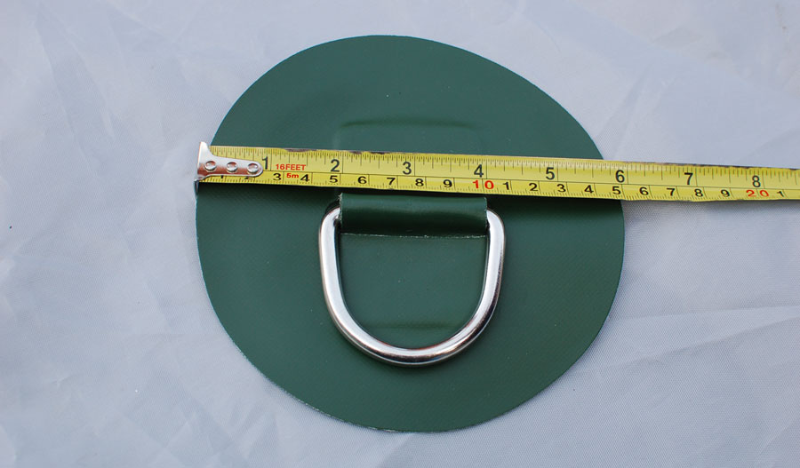 D Ring for inflatable dinghy PVC green 6 inches patch