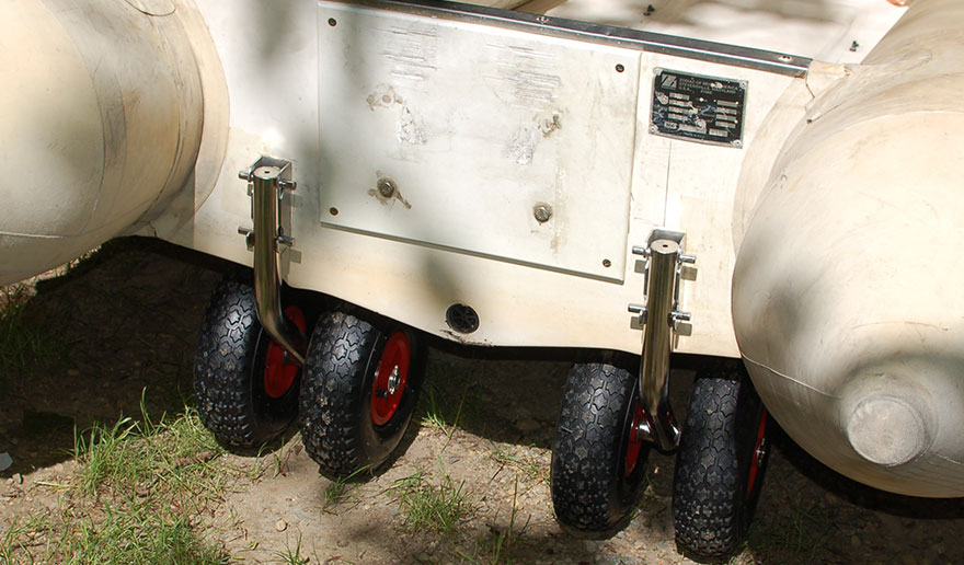 Dual boat launching wheels with quick release