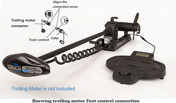How to connect haswing Cayman Trolling motor to foot pedal