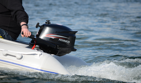 Outboard moptor 4 HP on the water  Vancouver BC Canada