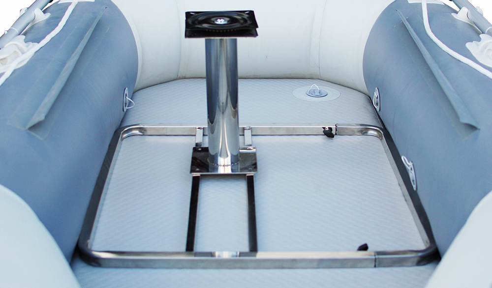 Seating frame for inflatable boat with pedestal