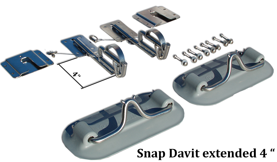 Snap Davit for Inflatable dinghy swim platform extended 4 Inches