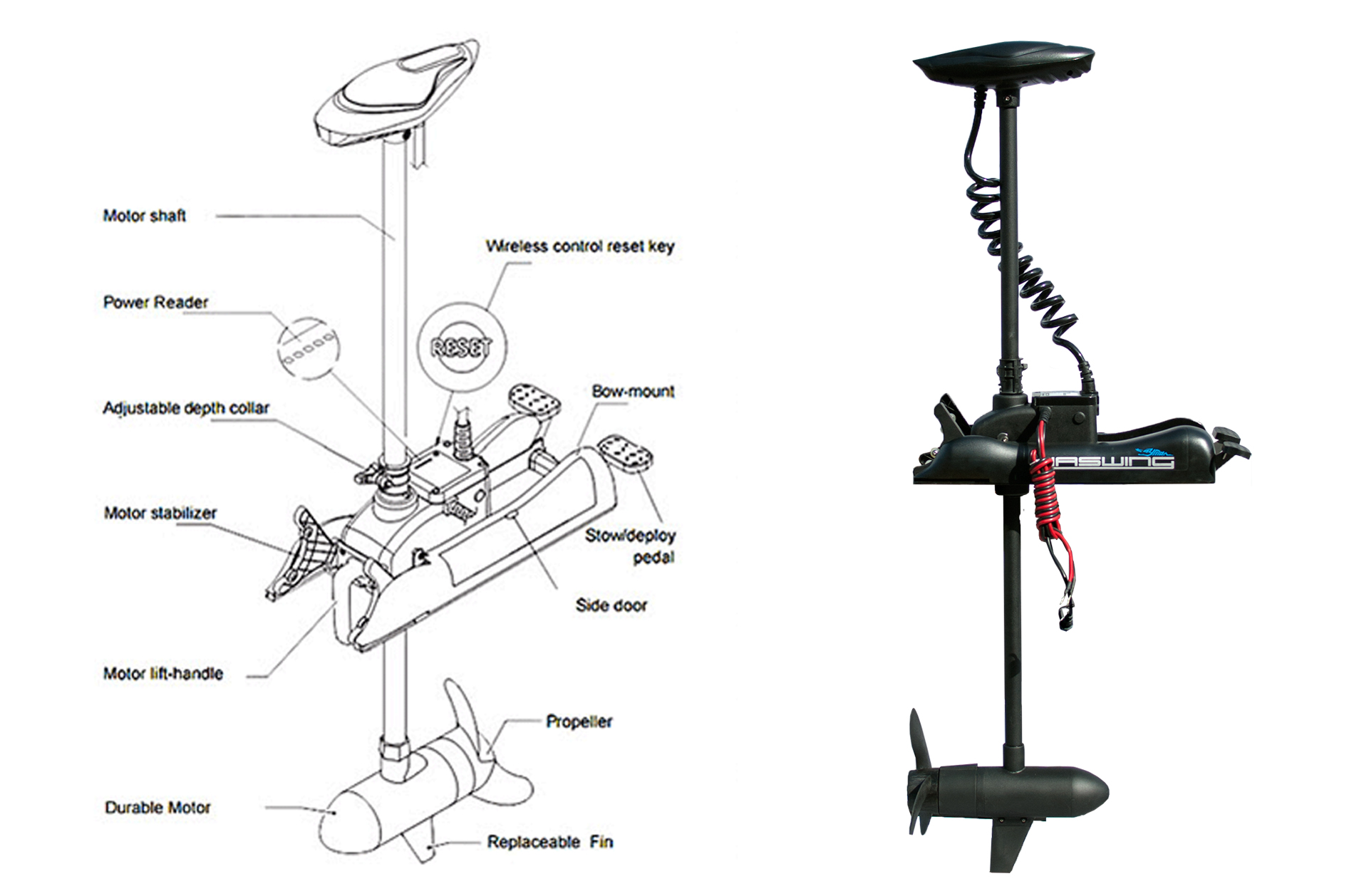 Bow mount Trolling Motor Cayman 80 lbs Electric HASWING