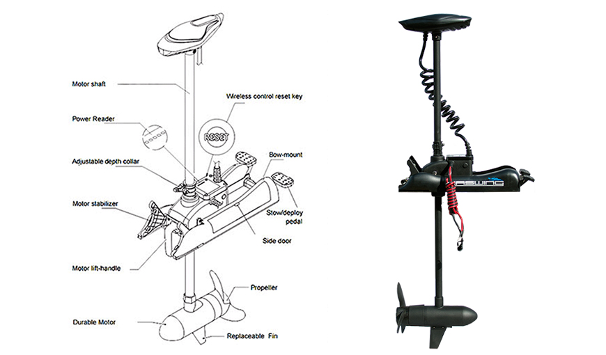 Related Products Cayman B 55 lbs Electric Motor Bow Mount-Cayman 80lbs Electric Trolling Motor 24v