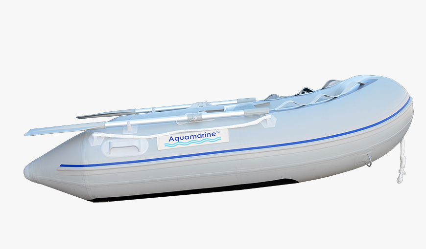 7.5 feet Aquamarine inflatable boat with plywood floor side view